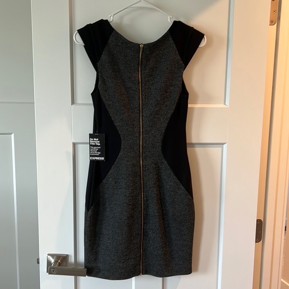 Express bodycon grey/black dress. Size 0. NWT. - Picture 2 of 4